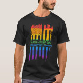 Schwarzer Mann Gottes Vater Ehemann Gay Pride Prie T-Shirt (Vorderseite)