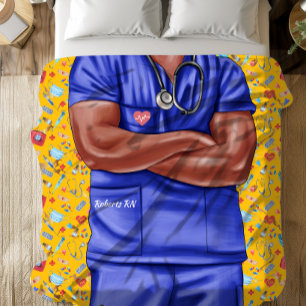 Schwarzer männlicher Krankenpfleger Arzt Sherpadecke