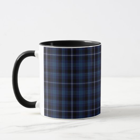 Schwarzer Marine-Blauweißer kleiner Tartan kariert Tasse (Links)