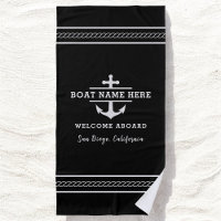 Schwarzer maritimer Bootsname Willkommen an Bord A