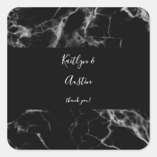 Schwarzer Marmor 2 Quadrat Aufkleber