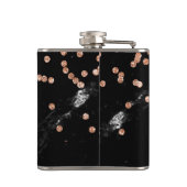 Schwarzer Marmor Aussehen mit Imitate Rose Gold Co Flachmann (Rückseite)