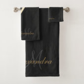 Schwarzer Marmor Badhandtuch Set (Insitu)