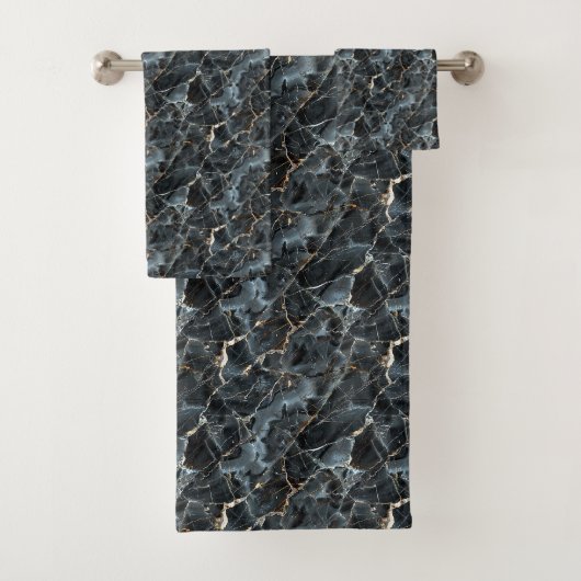 Schwarzer Marmor Badhandtuch Set (Insitu)