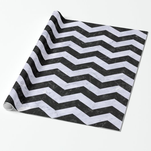 SCHWARZER MARMOR CHEVRON3 U. WEISSER MARMOR GESCHENKPAPIER (Ungerollt)