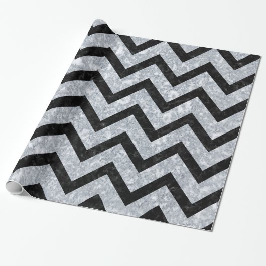 SCHWARZER MARMOR CHEVRON9 U. GRAUER MARMOR (R) GESCHENKPAPIER (Ungerollt)