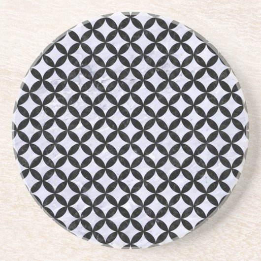 SCHWARZER MARMOR CIRCLES3 U. WEISSER MARMOR (R) SANDSTEIN UNTERSETZER (Vorne)
