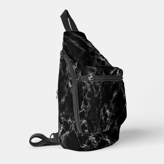 Schwarzer Marmor Crossbody Bag (Linke Seite)