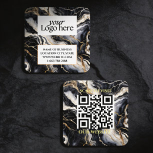Schwarzer Marmor Custom-Logo und QR-Code Quadratische Visitenkarte
