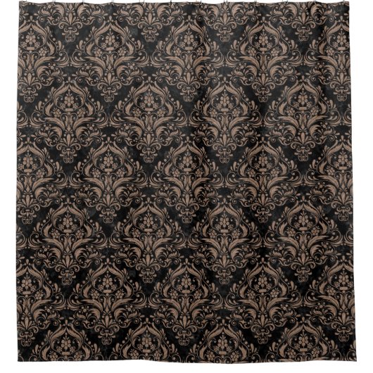 SCHWARZER MARMOR DAMASK1 U. BRAUNFARBIGER DUSCHVORHANG (Vorderseite)