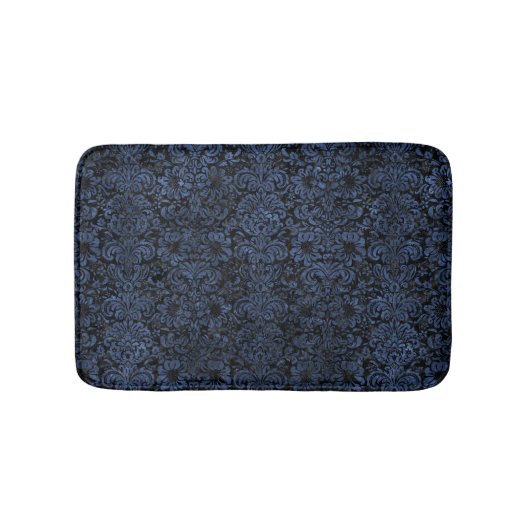 SCHWARZER MARMOR DAMASK2 U. BLAUER STEIN BADEMATTE (Vorderseite)
