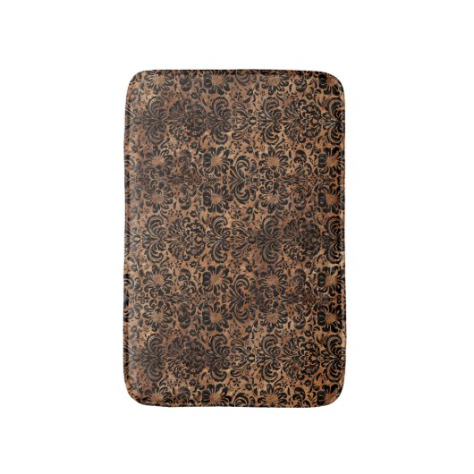 SCHWARZER MARMOR DAMASK2 U. BROWN STEIN-(R) BADEMATTE (Vorderseite Vertikal)