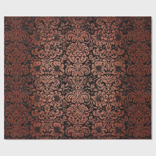 SCHWARZER MARMOR DAMASK2 U. KUPFER GEBÜRSTETES GESCHENKPAPIER (Flach)