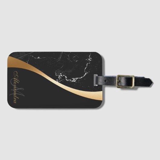Schwarzer Marmor Gepäckanhänger (Vorderseite (Horizontal))