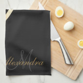 Schwarzer Marmor Geschirrtuch (Viertel Falte)