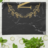 Schwarzer Marmor Geschirrtuch (Gefaltet)