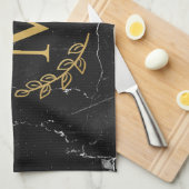 Schwarzer Marmor Geschirrtuch (Viertel Falte)