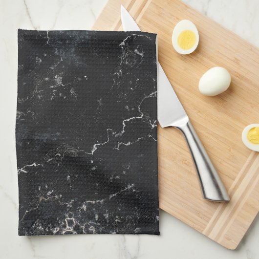 Schwarzer Marmor Geschirrtuch (Viertel Falte)