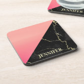 Schwarzer Marmor Getränkeuntersetzer (Linke Seite)