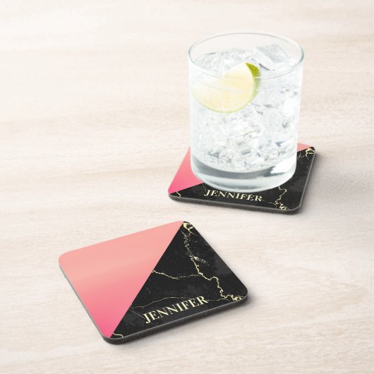 Schwarzer Marmor Getränkeuntersetzer (Rechte Seite)