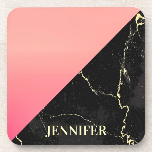 Schwarzer Marmor Getränkeuntersetzer (Vorderseite)