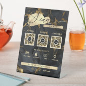 Schwarzer Marmor Gold Achat 3 QR-Code Scannen zum  Sockelschild (In Situ)