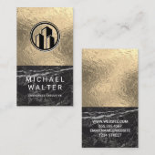 Schwarzer Marmor | Gold Foil Color Block Visitenkarte (Vorne/Hinten)