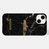 Schwarzer Marmor Gold Glitter Case-Mate iPhone Hülle (Rückseite (Horizontal))