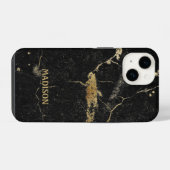 Schwarzer Marmor Gold Glitter iPhone Hülle (Rückseite (Horizontal))