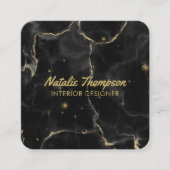 Schwarzer Marmor Gold Glitzer Elegante Vorder- und Quadratische Visitenkarte (Vorderseite)