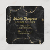 Schwarzer Marmor Gold Glitzer Elegante Vorder- und Quadratische Visitenkarte (Rückseite)