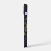 schwarzer Marmor gold glitzernde Monogramm iPhone 15 Hülle (Linke Seite)