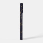 schwarzer Marmor gold glitzernde Monogramm iPhone 15 Hülle (Rechte Seite)