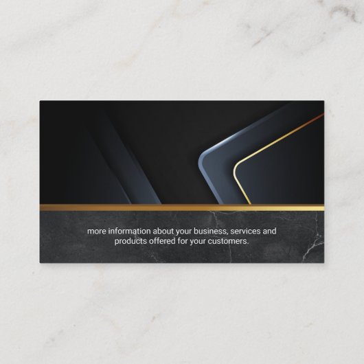 Schwarzer Marmor | Gold-Metallic-Trimm Visitenkarte (Rückseite)