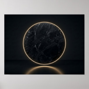 Schwarzer Marmor Golden Halo Minimalistischer Lein Poster