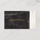 Schwarzer Marmor | Goldene Abstrakte Linien Visitenkarte (Rückseite)