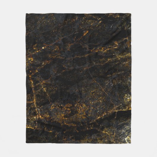 Schwarzer Marmor, goldene Adern, Textur. Fleecedecke (Vorderseite)