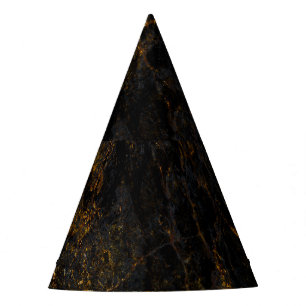 Schwarzer Marmor, goldene Adern, Textur. Partyhütchen