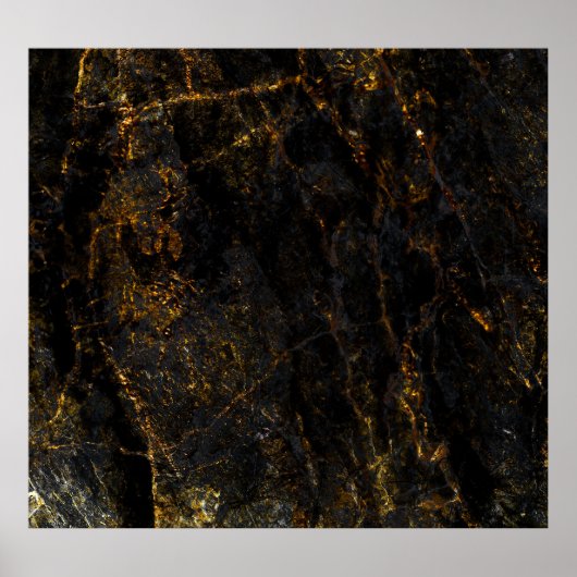 Schwarzer Marmor, goldene Adern, Textur. Poster (Vorne)