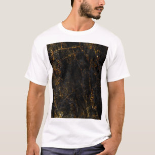 Schwarzer Marmor, goldene Adern, Textur. T-Shirt
