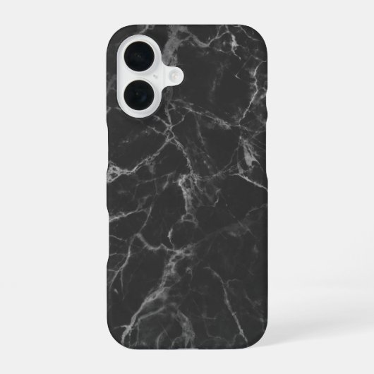 Schwarzer Marmor iPhone 16 Hülle (Rückseite)