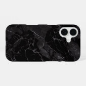 Schwarzer Marmor iPhone 16 Hülle (Rückseite (Horizontal))