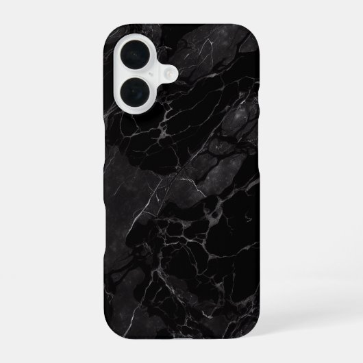 Schwarzer Marmor iPhone 16 Hülle (Rückseite)
