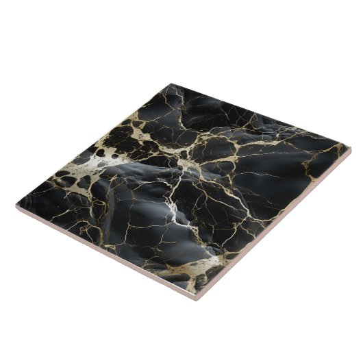 Schwarzer Marmor-Keramik Fliese (Seite)