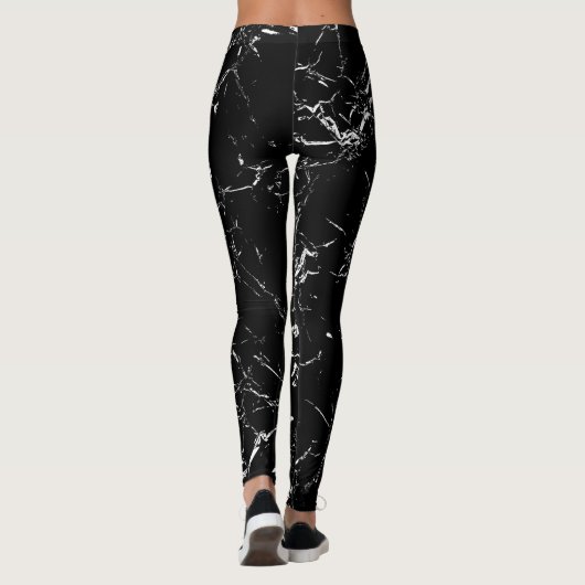Schwarzer Marmor Leggings (Rückseite)