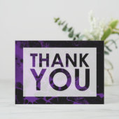 Schwarzer Marmor Lila mit Cutout Dankeskarte (Stehend Vorderseite)