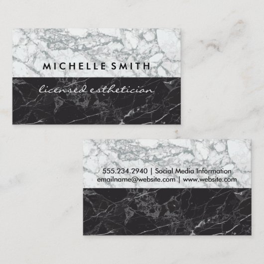 Schwarzer Marmor | Marmorweiß Visitenkarte (Vorne/Hinten)
