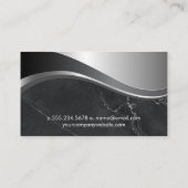 Schwarzer Marmor | Metallwelle Visitenkarte (Rückseite)