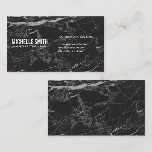 Schwarzer Marmor | MINIMALISTISCH Visitenkarte (Vorne/Hinten)