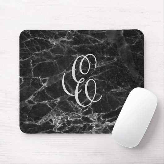 Schwarzer Marmor mit benutzerdefinierter Initial M Mousepad (Mit Mouse)